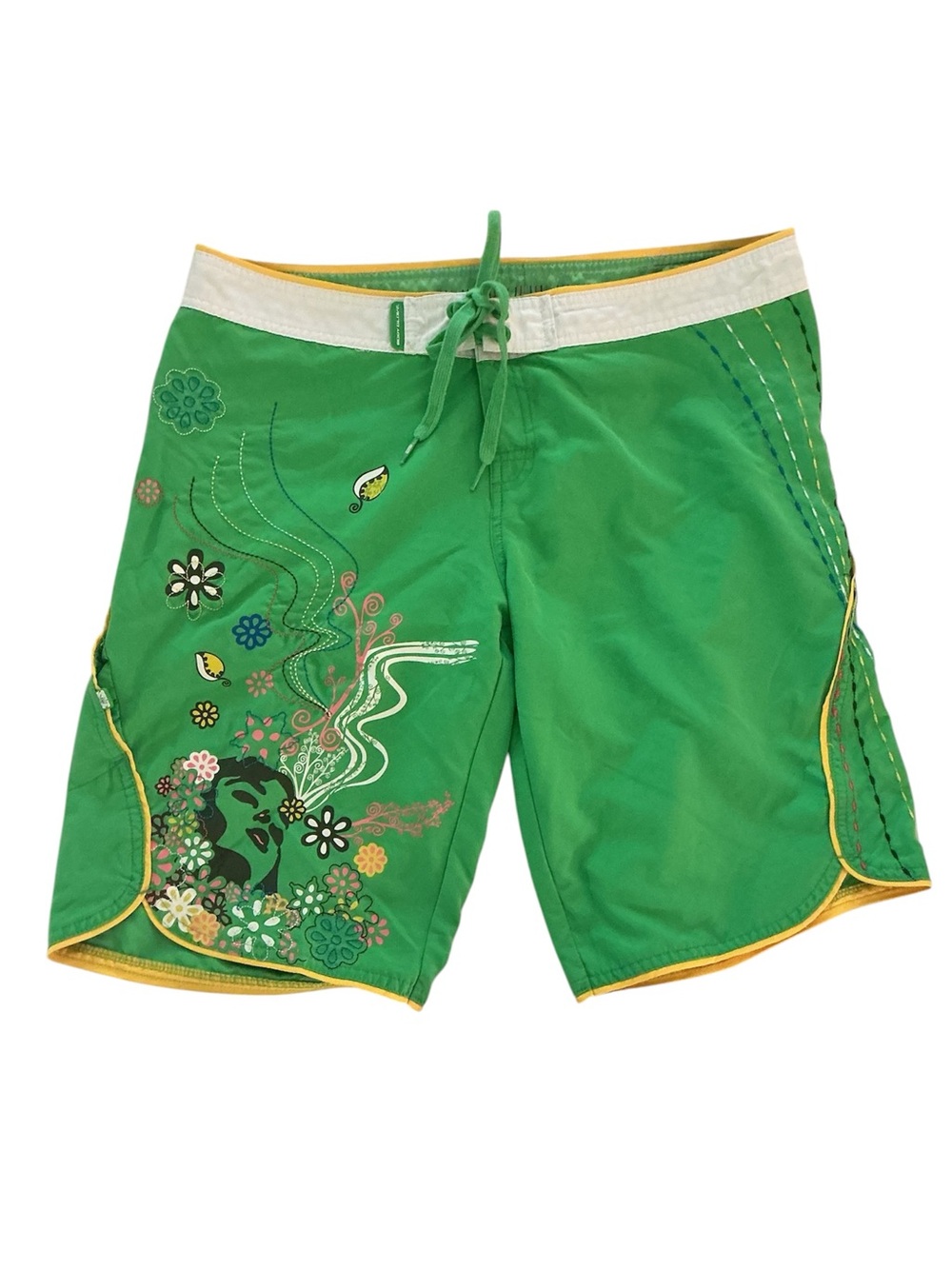 Body Glove women’s swim board shorts boardshorts size medium green embroidered